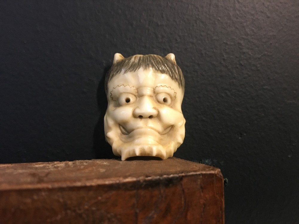 Meiji Period Ivory Oni Mask C19th