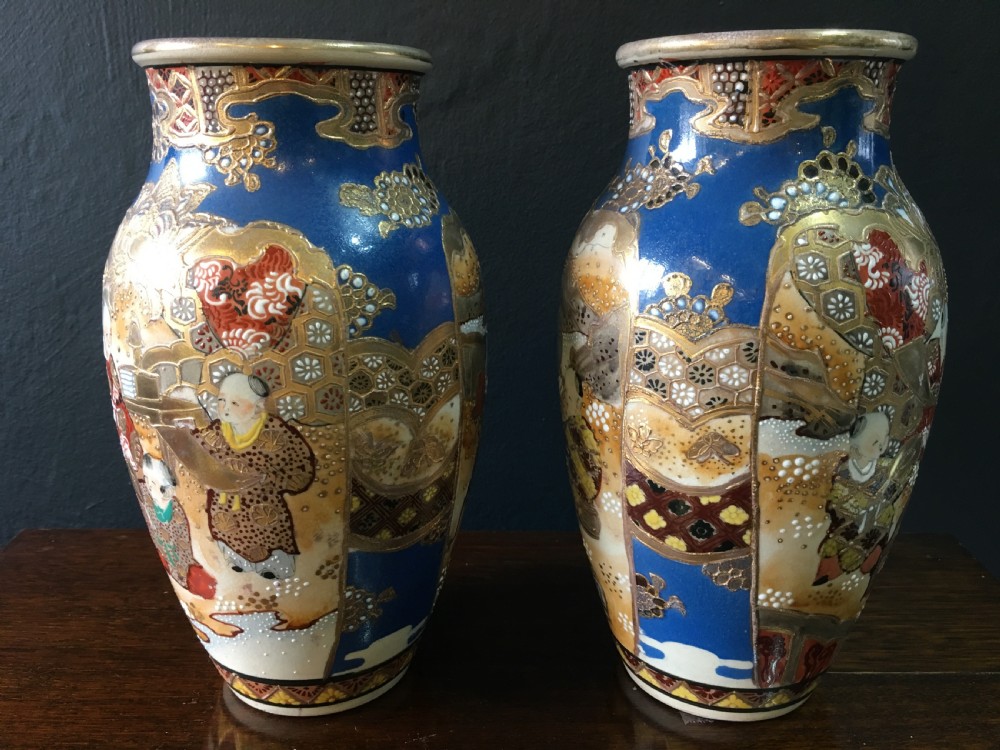Pair of Satsuma Vases early C20th View II