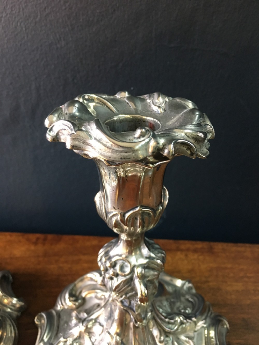 Elkington & Co Pair of Silver Plate Candlesticks c1850 View III