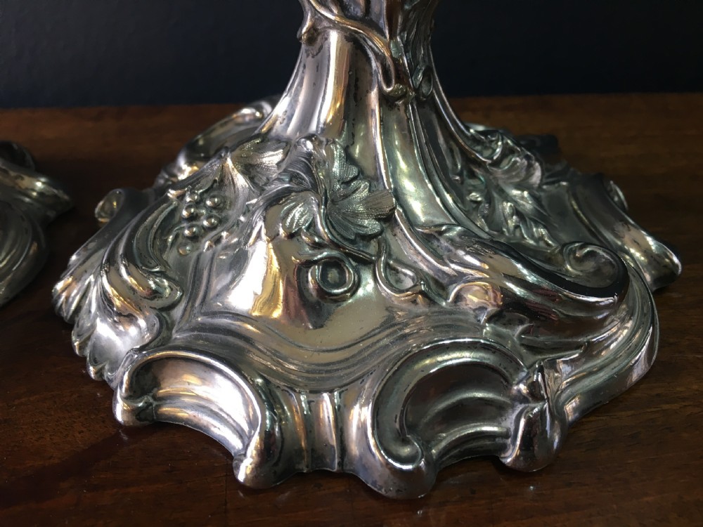Elkington & Co Pair of Silver Plate Candlesticks c1850 View IV