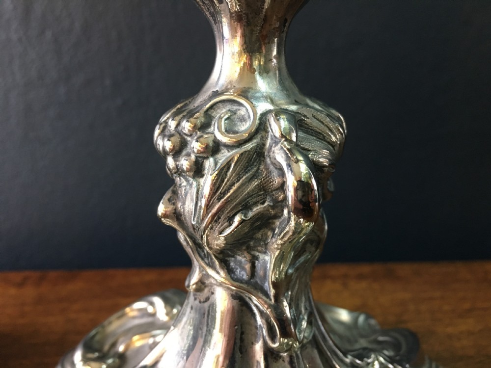 Elkington & Co Pair of Silver Plate Candlesticks c1850 View V