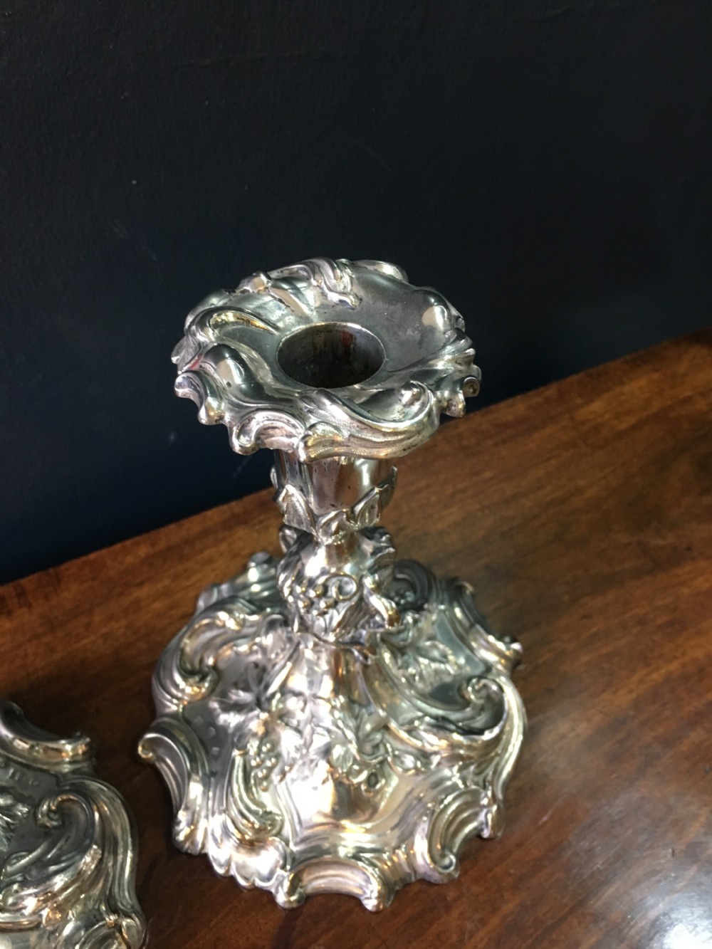 Elkington & Co Pair of Silver Plate Candlesticks c1850 View VI