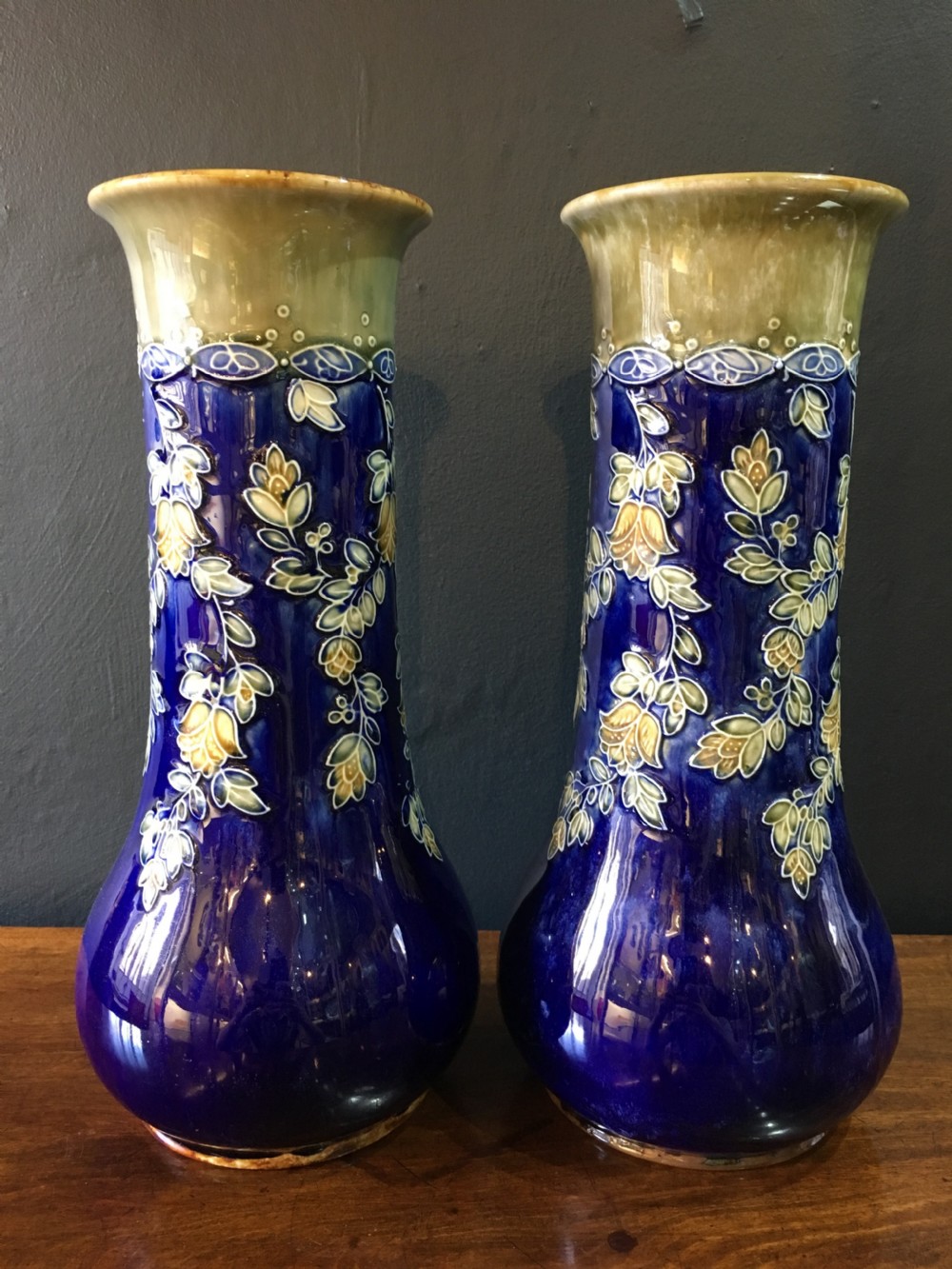Pair of Royal Doulton Vases Makers Mark E.B c1922-1927