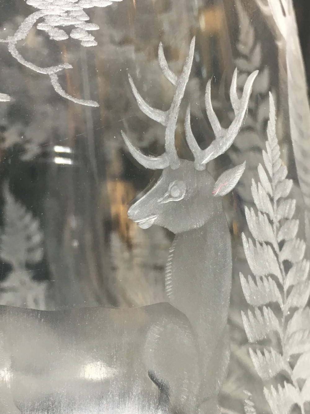 Stourbridge Jug Engraved with Stag & Deer in a Woodland c1870 View III