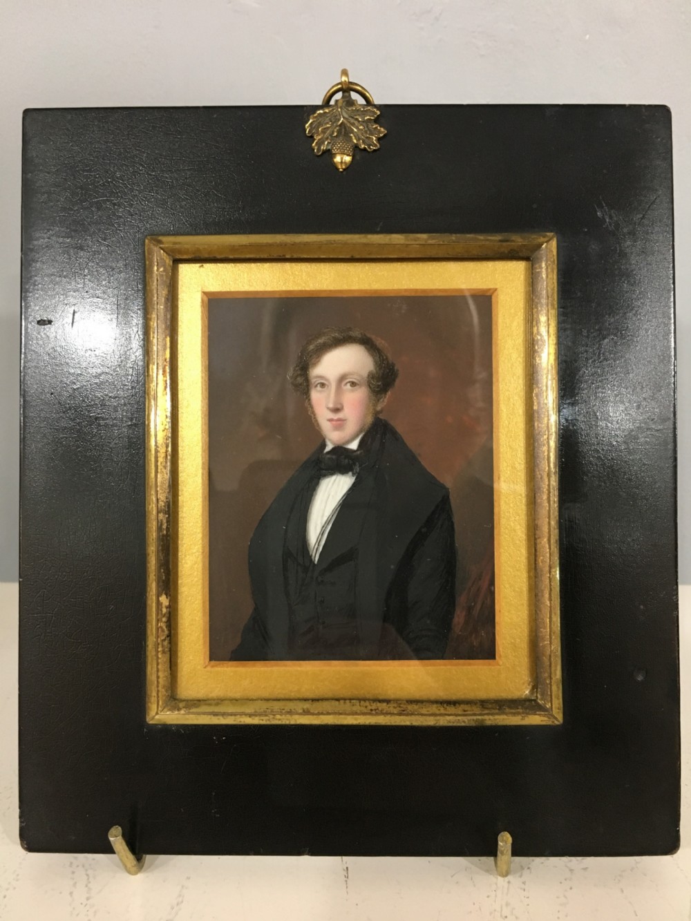 English School Miniature on Ivory Gilt & Ebonised Frame Early C19th