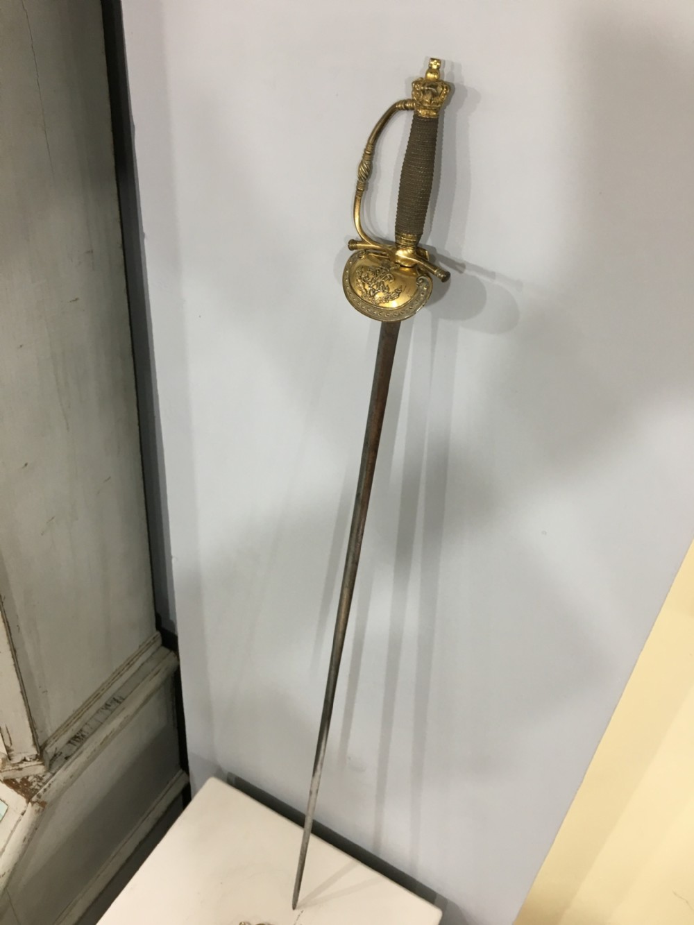 British Army Officers Sword, Double Edged Blade, William IV Markings, Royal Coronet Cypher c1830