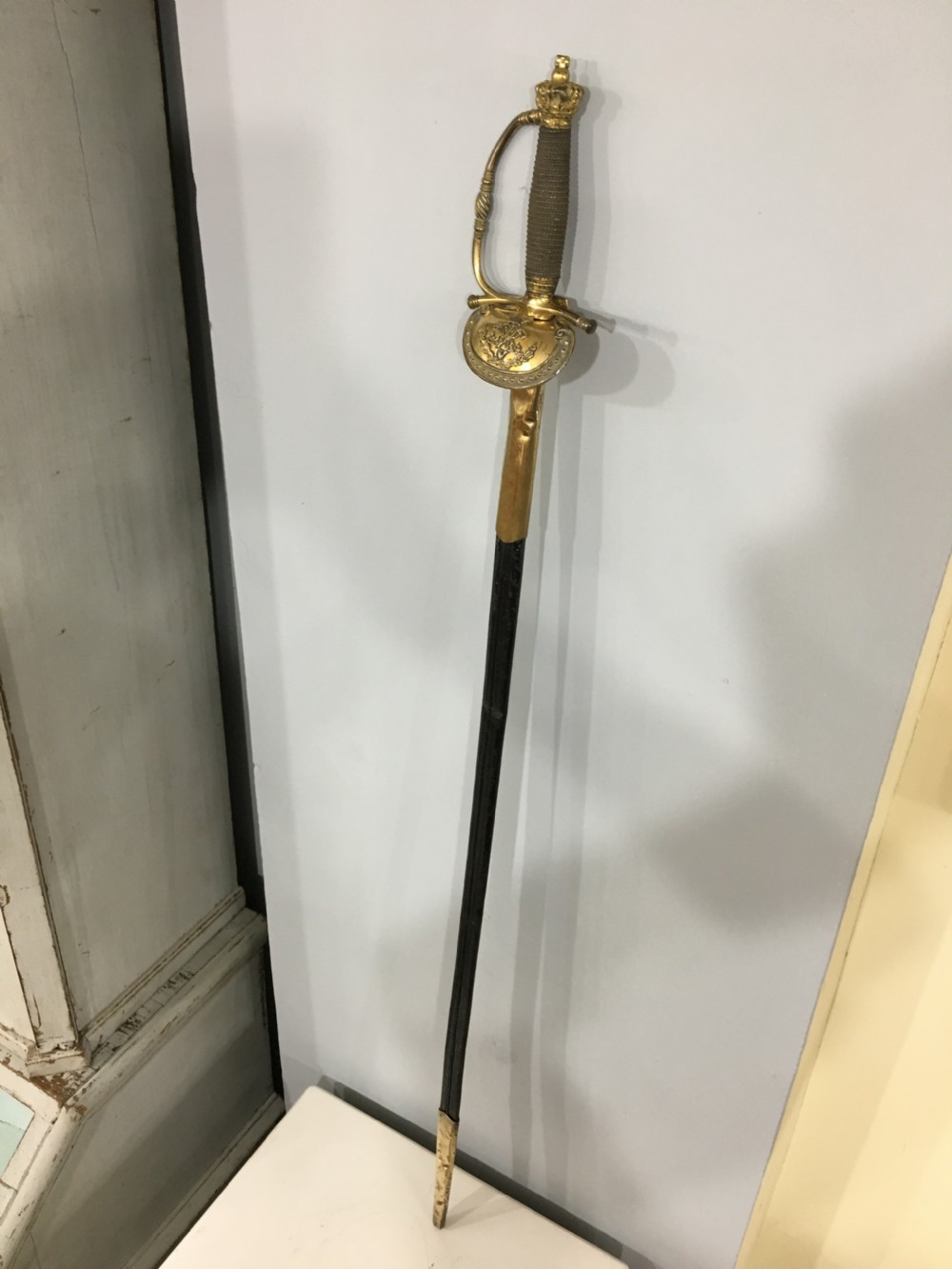British Army Officers Sword, Double Edged Blade, William IV Markings, Royal Coronet Cypher c1830 View III