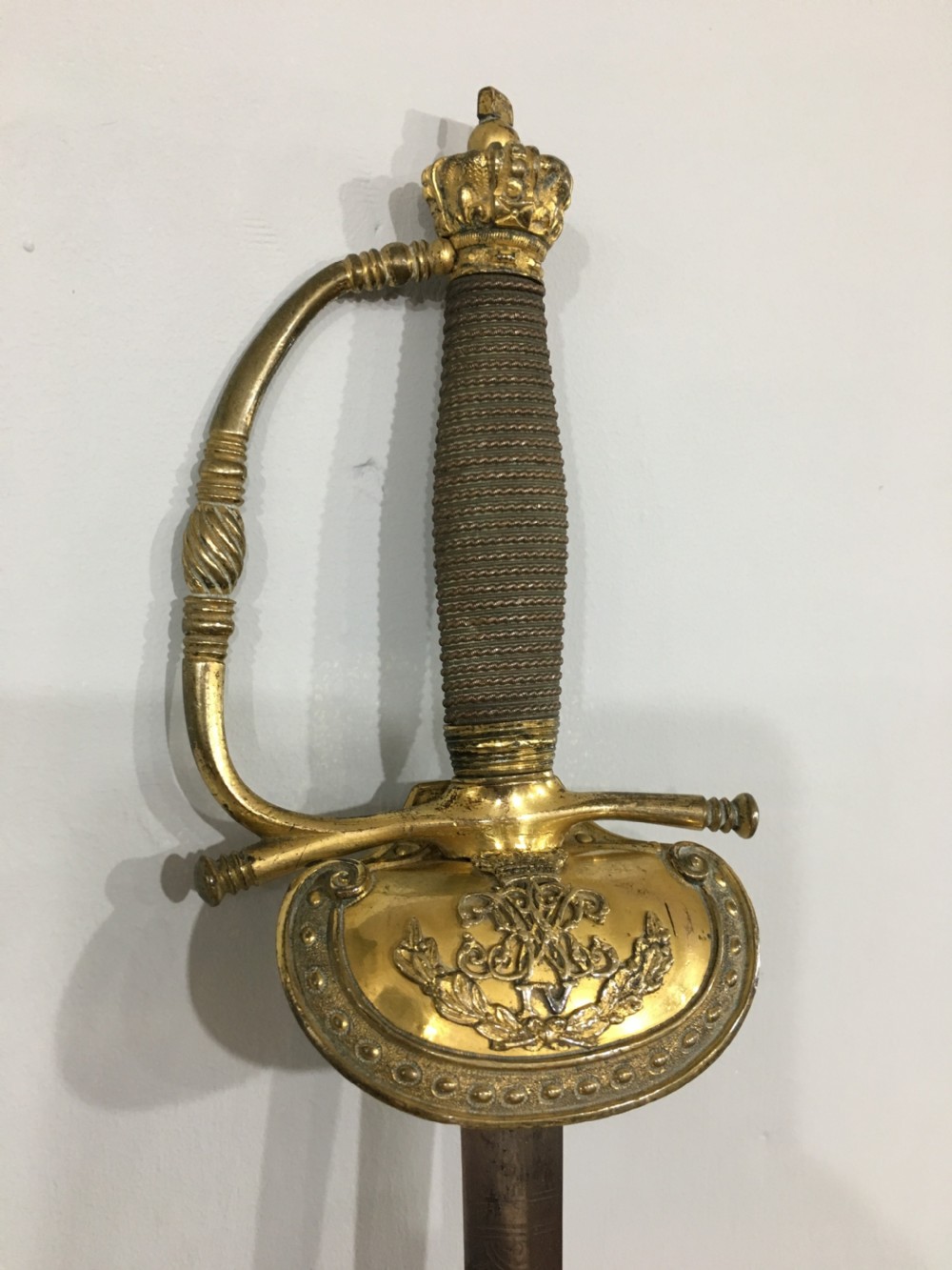 British Army Officers Sword, Double Edged Blade, William IV Markings, Royal Coronet Cypher c1830 View IV