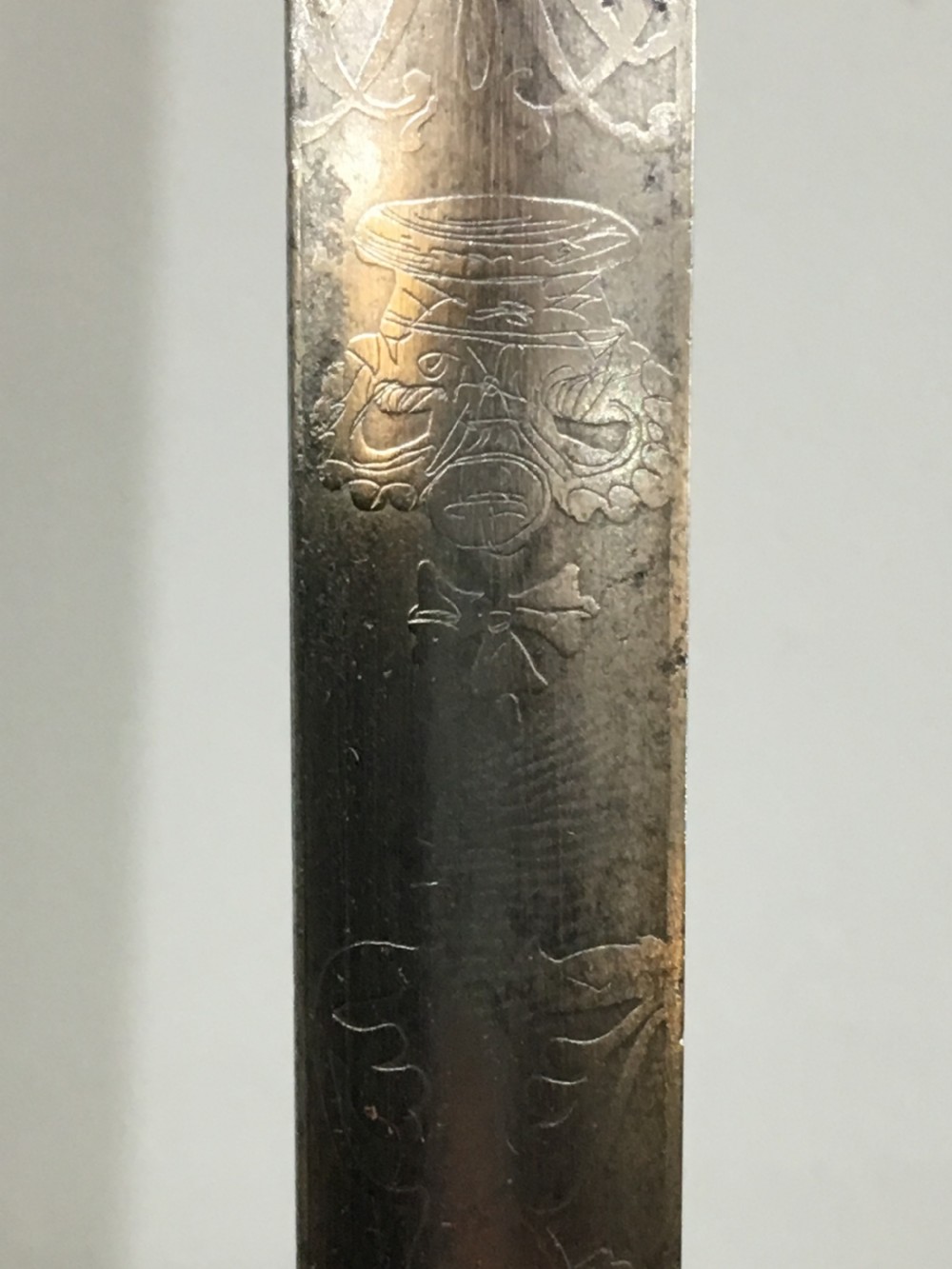 British Army Officers Sword, Double Edged Blade, William IV Markings, Royal Coronet Cypher c1830 View V