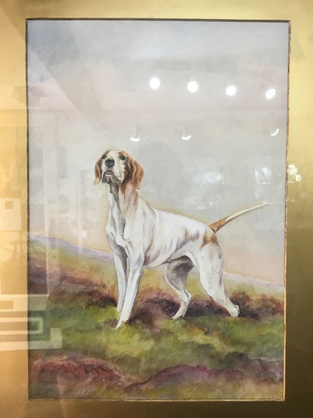 A. B. Barnes Signed Pair of Original Watercolours of Hunting Dogs 1930 View II
