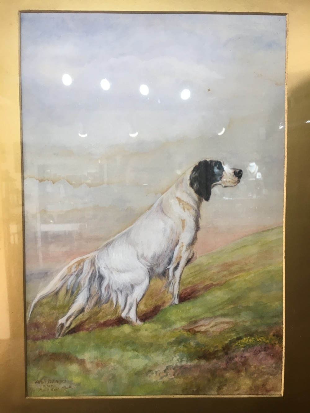 A. B. Barnes Signed Pair of Original Watercolours of Hunting Dogs 1930 View III