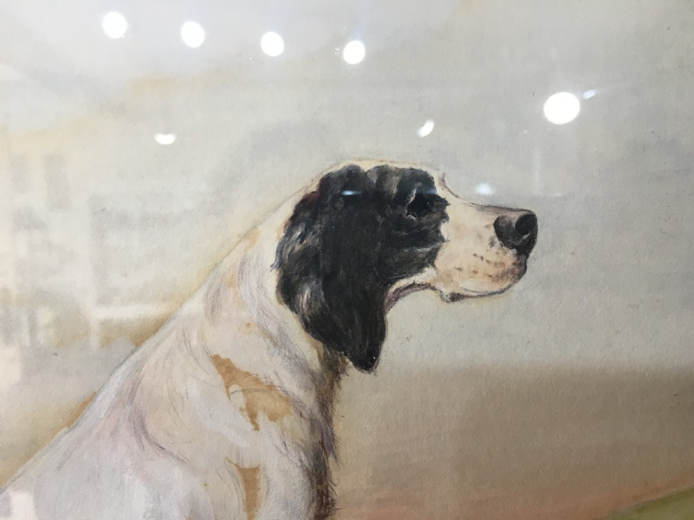 A. B. Barnes Signed Pair of Original Watercolours of Hunting Dogs 1930 View V