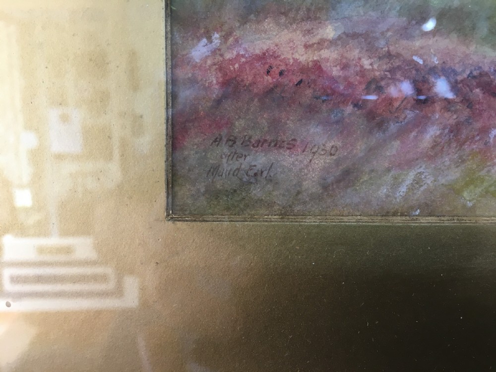 A. B. Barnes Signed Pair of Original Watercolours of Hunting Dogs 1930 View VI