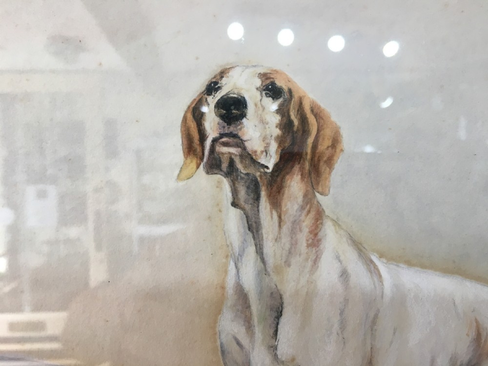 A. B. Barnes Signed Pair of Original Watercolours of Hunting Dogs 1930 View VII
