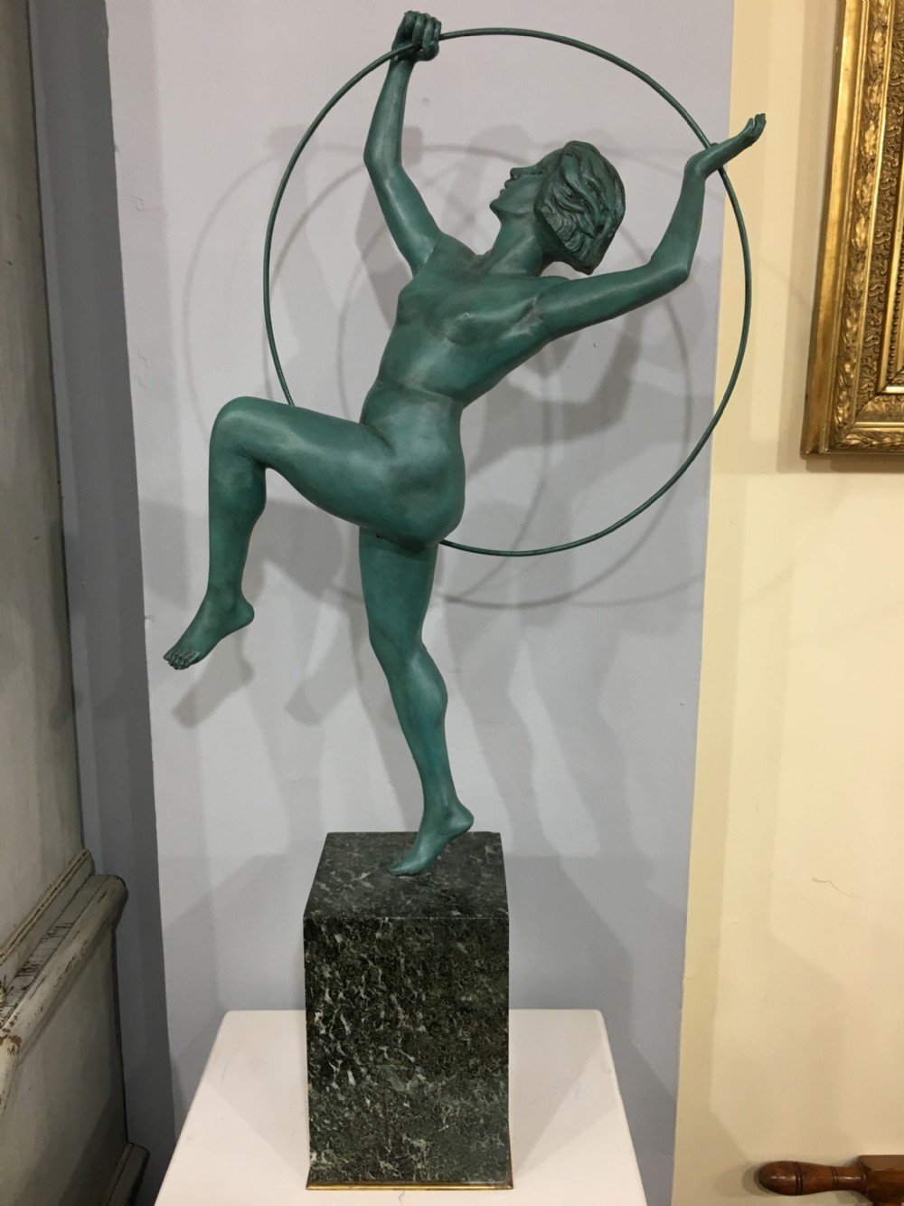 Boutarel, Original French Art Deco Bronze Hoop Dancer c1930