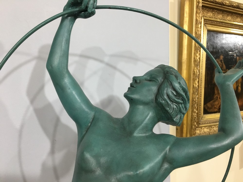 Boutarel, Original French Art Deco Bronze Hoop Dancer c1930 View III