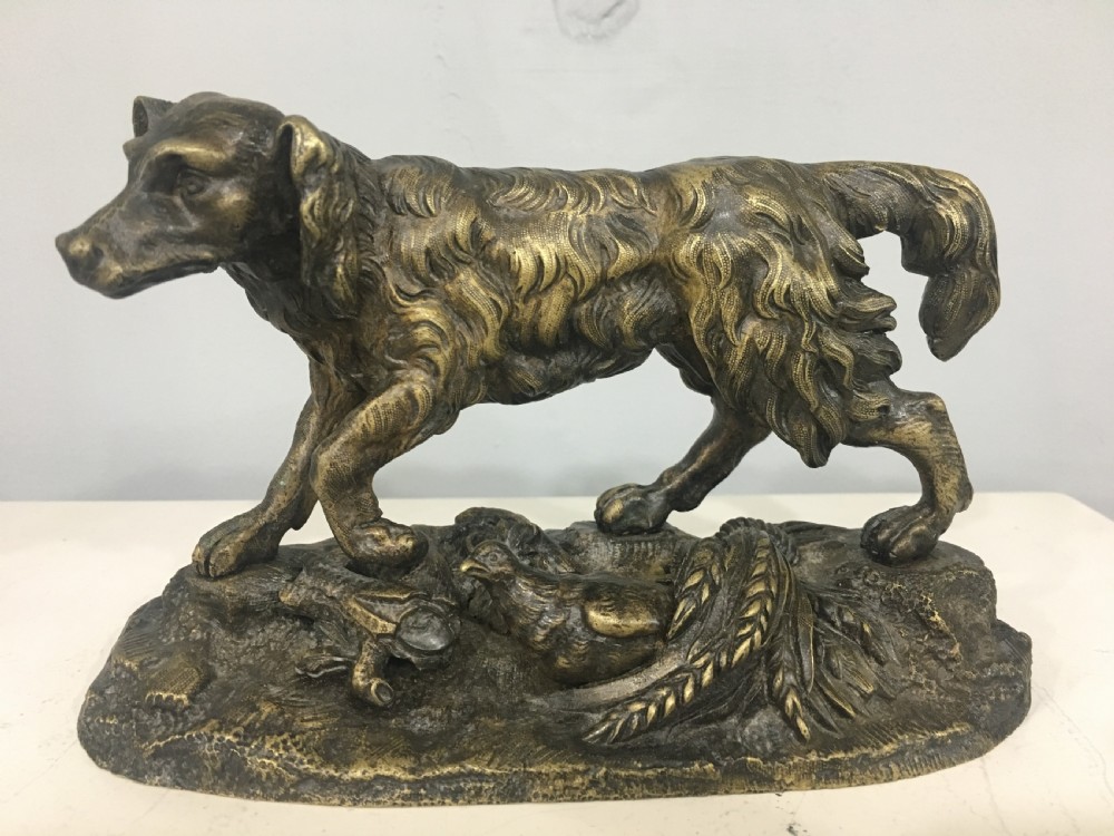 Original Bronze Casting of a Hunting Dog C19th