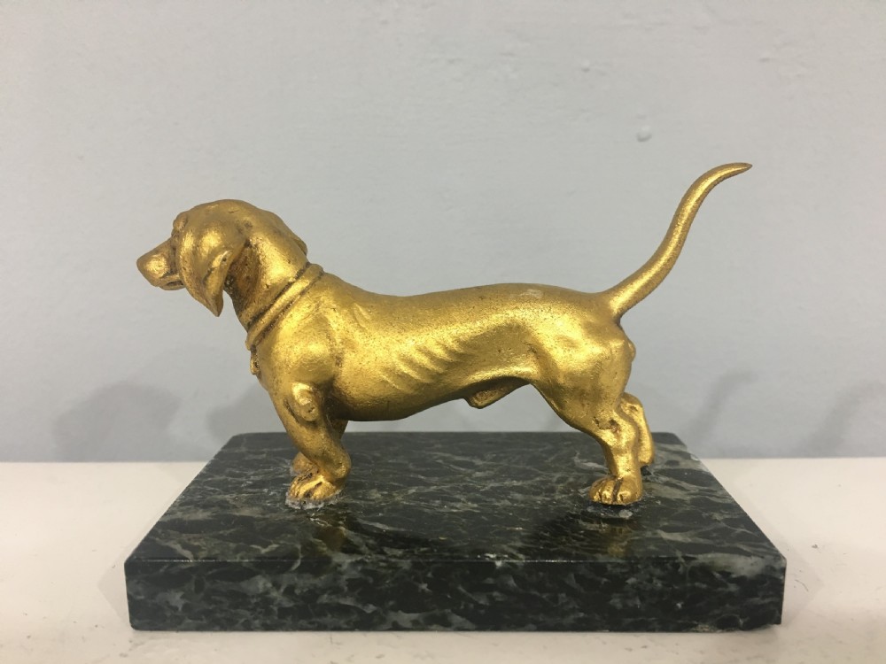 French/German Gilt Bronze Dachshund c1880 View II