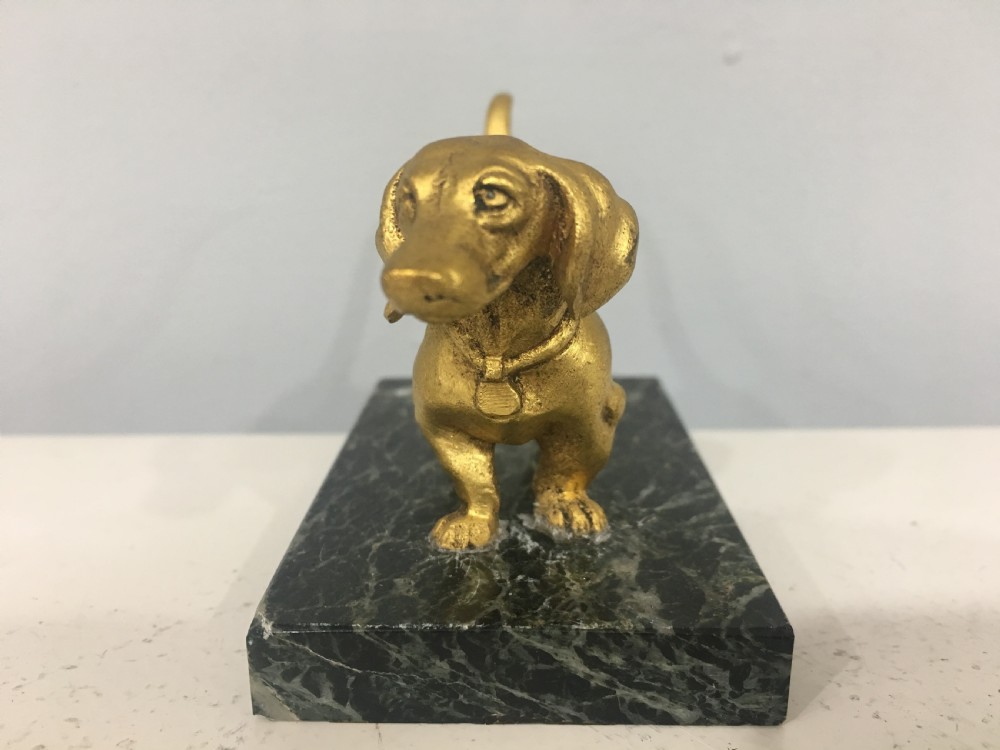 French/German Gilt Bronze Dachshund c1880 View III