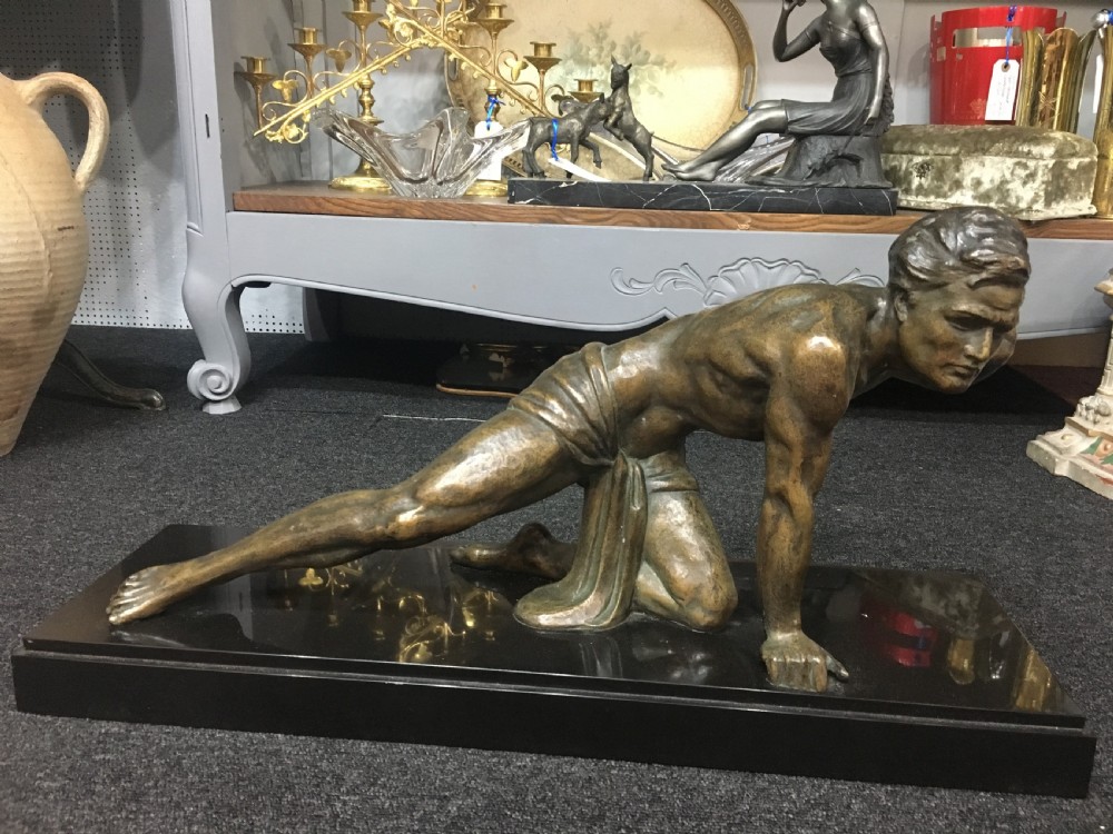 Bronze Roncourt Figure of Poised Man c1930