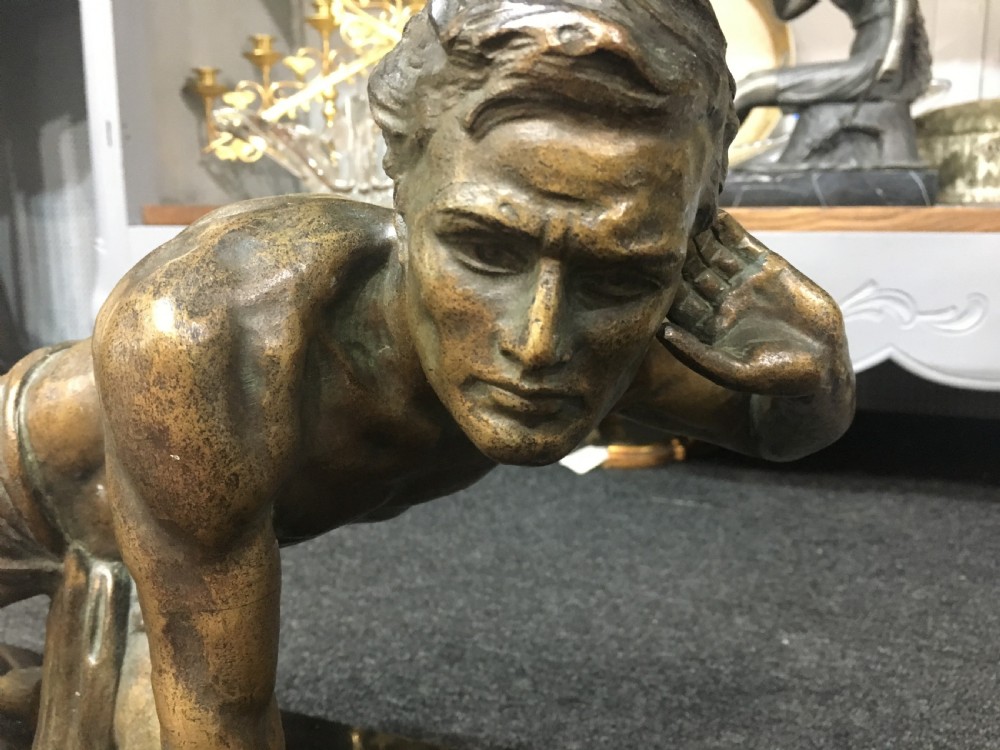 Bronze Roncourt Figure of Poised Man c1930 View III