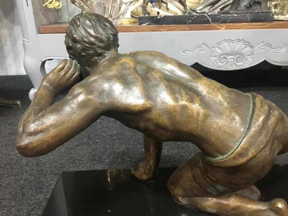 Bronze Roncourt Figure of Poised Man c1930 View IV