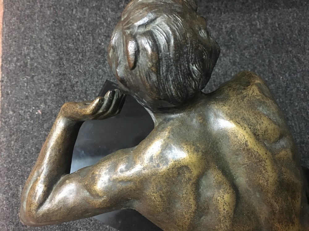 Bronze Roncourt Figure of Poised Man c1930 View VI