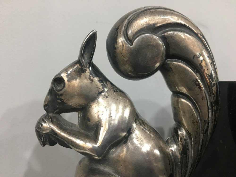 Art Deco Silvered Bronze Squirrel Bookends c1930 View III