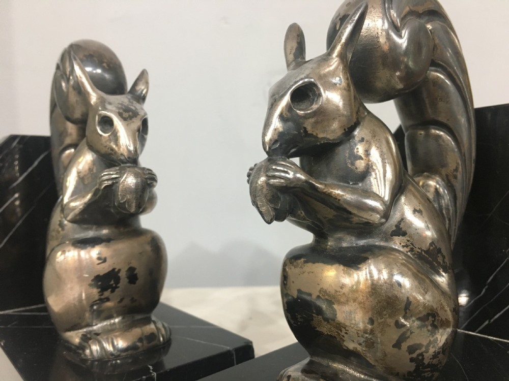 Art Deco Silvered Bronze Squirrel Bookends c1930 View VI