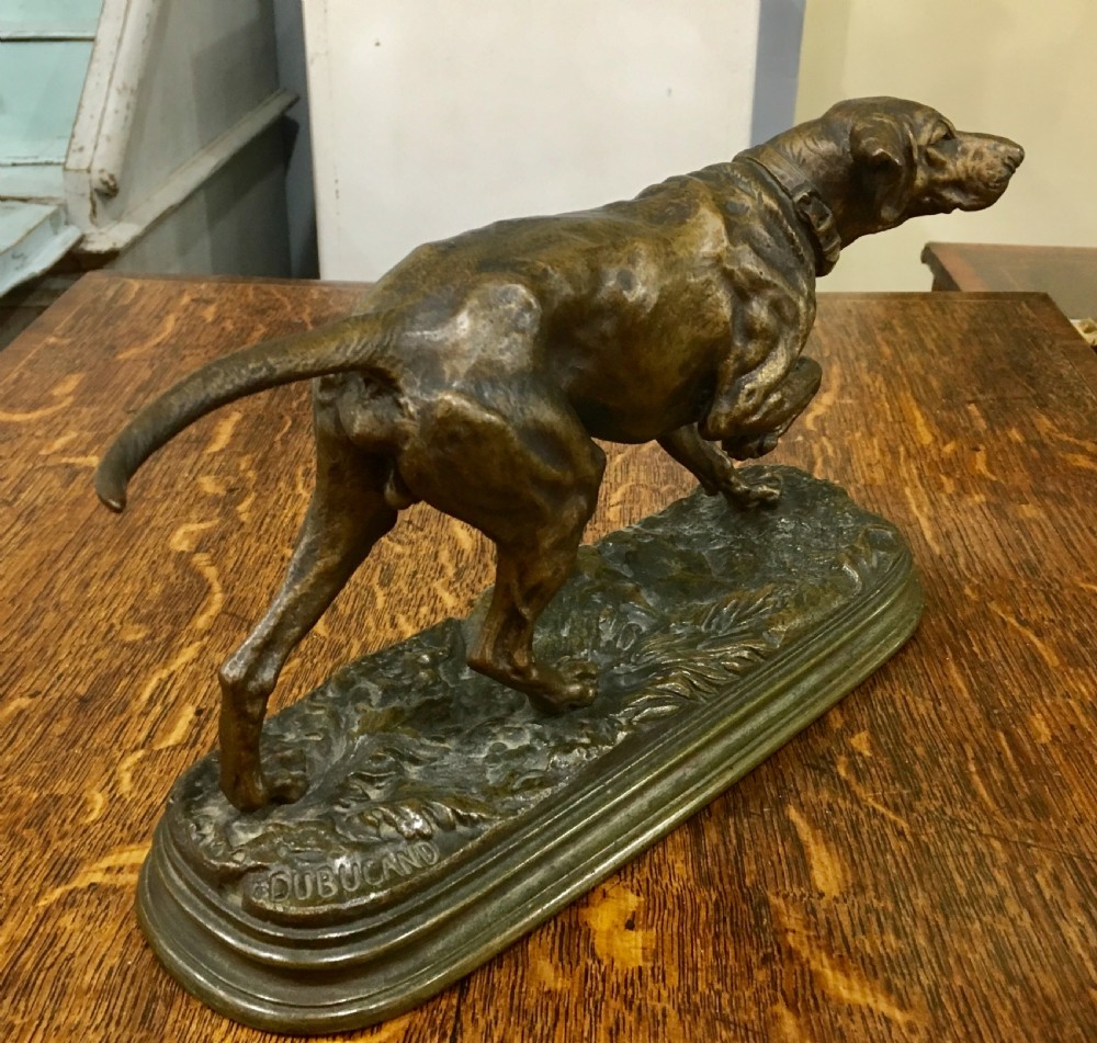 Alfred Dubucand Original French Bronze Casting of Pointer Hunting Dog, 19th Century. View III