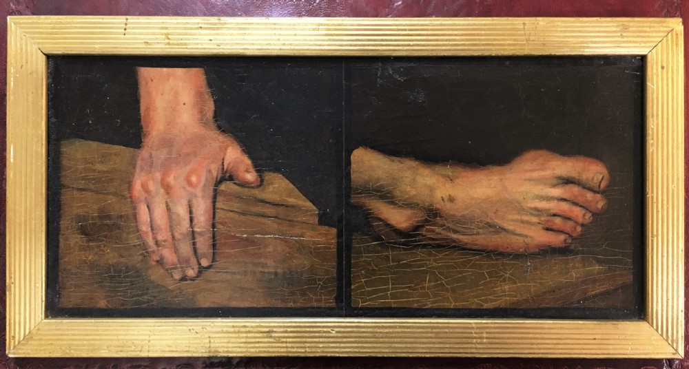 Oil Painting on Board - Study of a Hand and a Foot C19th
