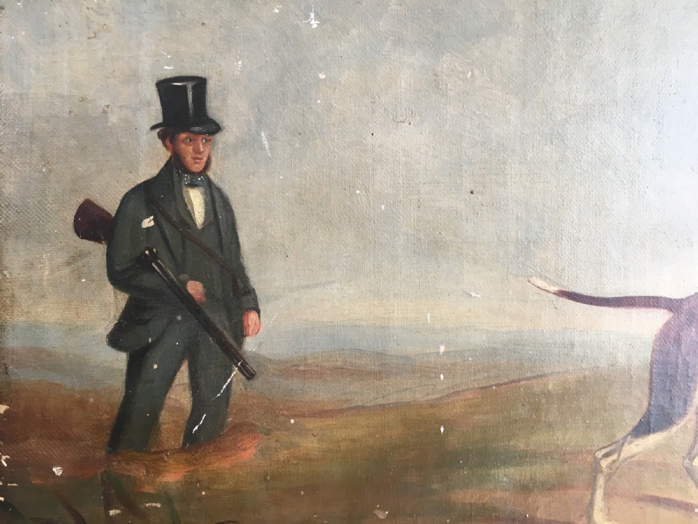 English Naive School Oil Painting on Canvas 