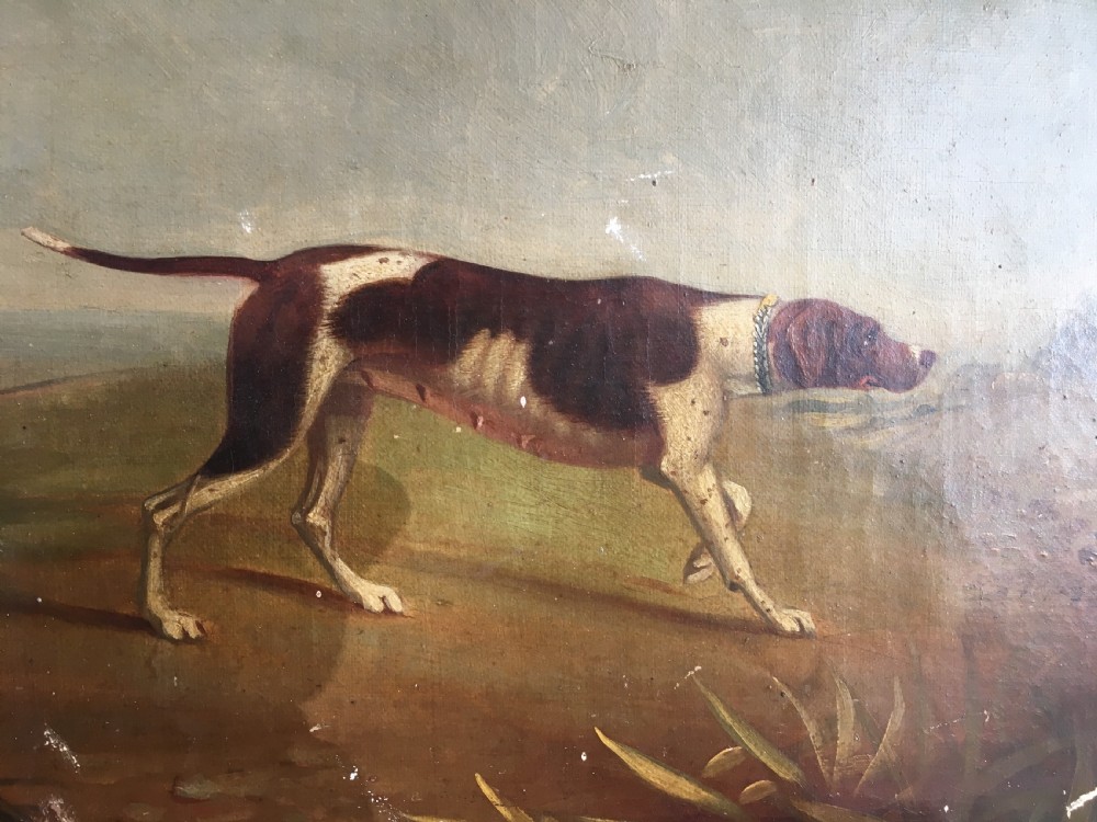 English Naive School Oil Painting on Canvas 