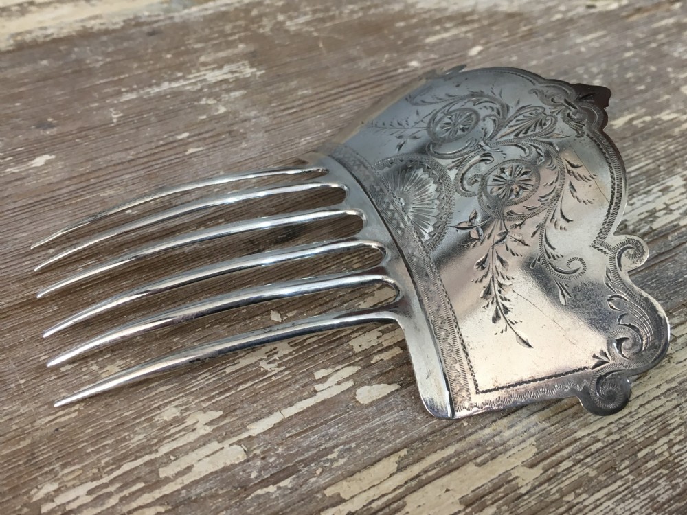 Sterling Silver Hair Comb USA Maker (probably Kennard & Jenks) c1880