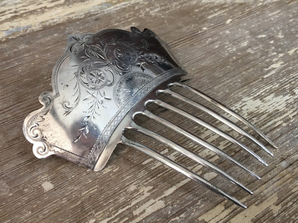 Sterling Silver Hair Comb USA Maker (probably Kennard & Jenks) c1880 View II