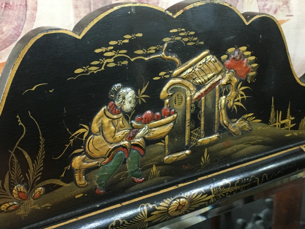 Wall Mirror Embossed Chinoiserie Bevelled Glass c1920 View III