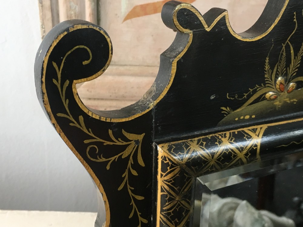 Wall Mirror Embossed Chinoiserie Bevelled Glass c1920 View IV