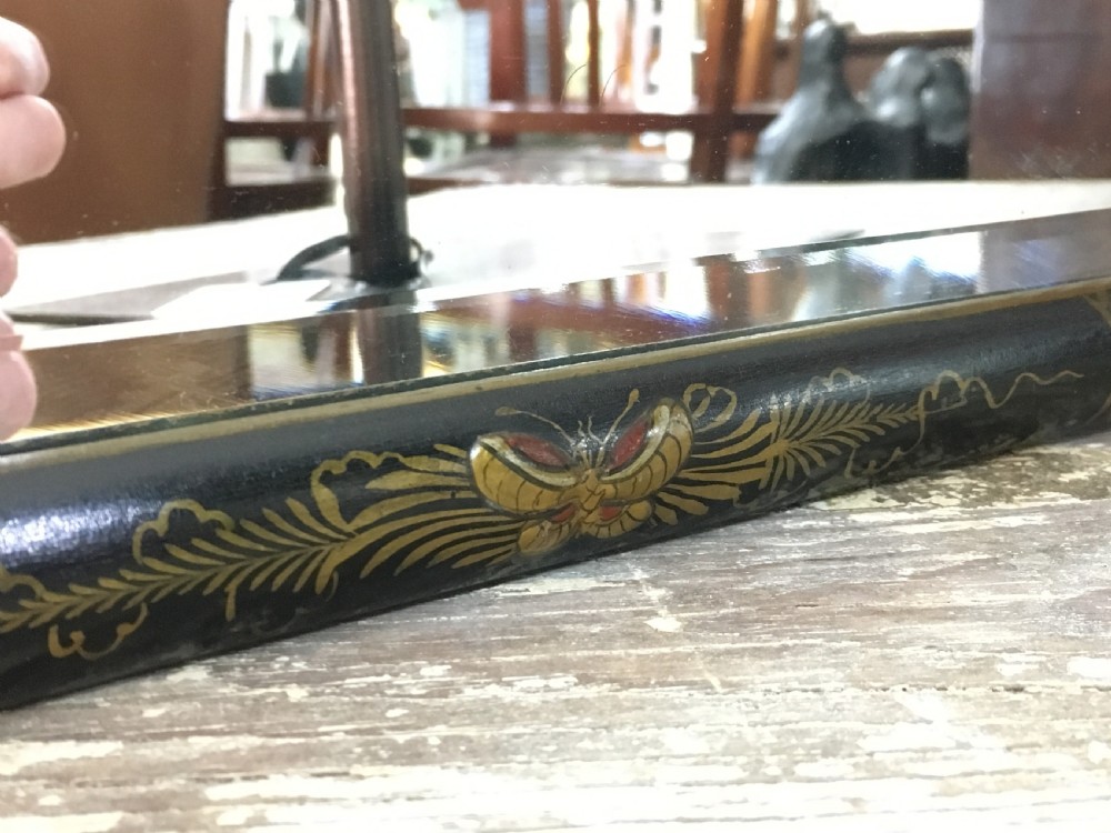 Wall Mirror Embossed Chinoiserie Bevelled Glass c1920 View VII
