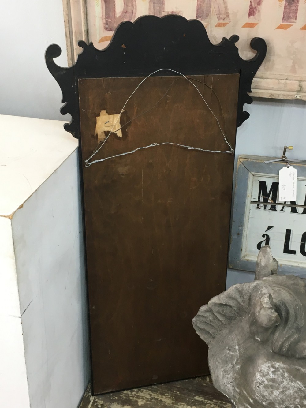 Wall Mirror Embossed Chinoiserie Bevelled Glass c1920 View IX