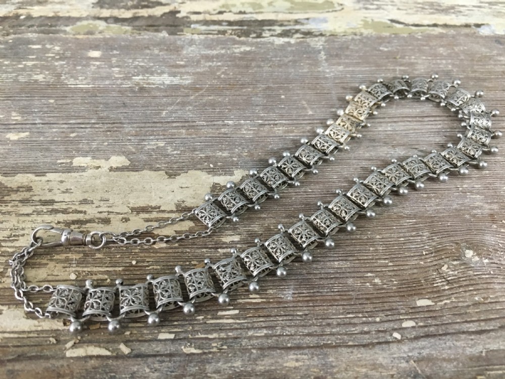 Victorian Sterling Silver Collar Necklace View III