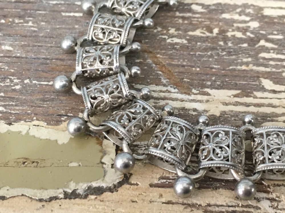 Victorian Sterling Silver Collar Necklace View V