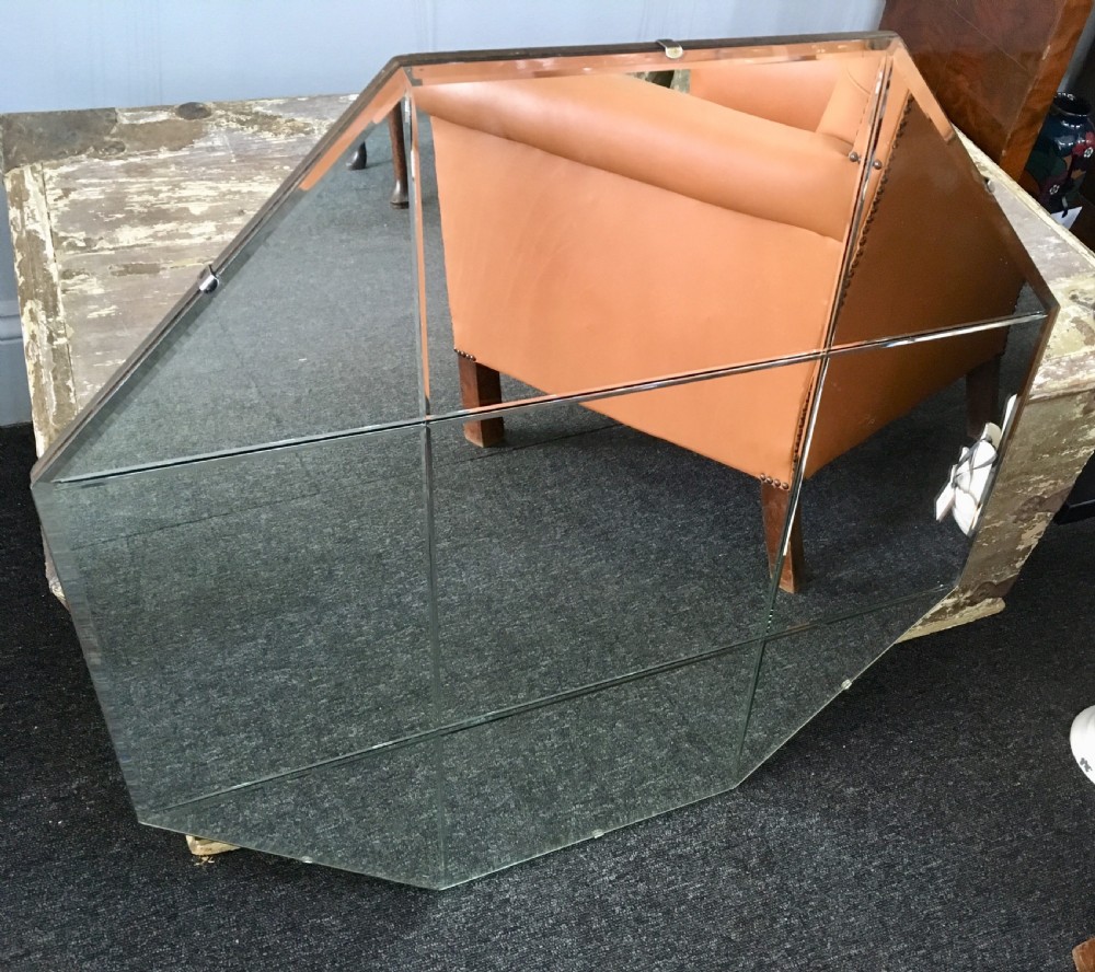 Original Art Deco Mirror with Wooden Back c. 1920 - 30 View V