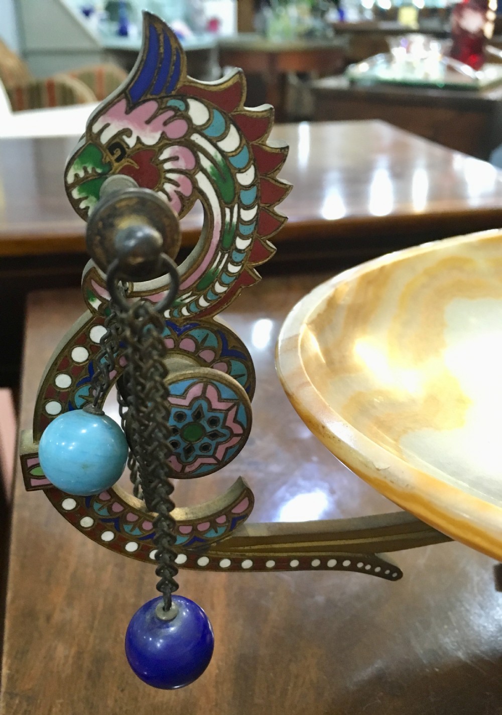 Champleve Enamel Bronze & Onyx Tazza View V