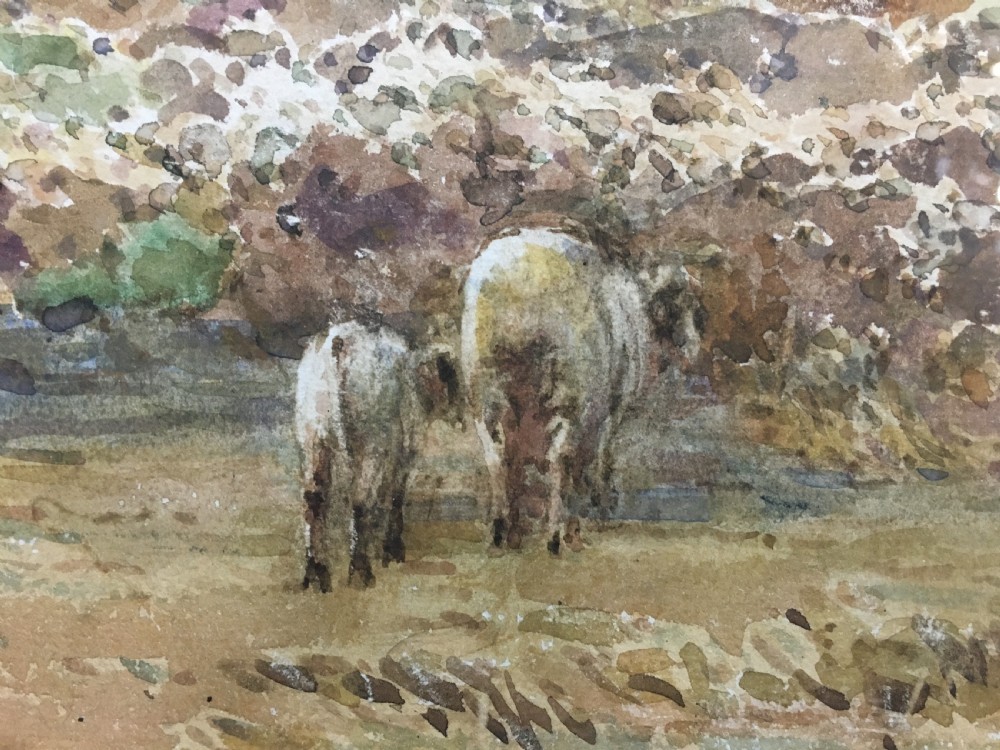 Claude Hayes (1852-1922) Watercolour of a Rural Landscape with Sheep C19th View II