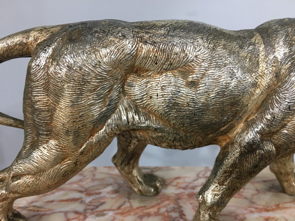 Original French Art Deco Clock with Lioness c1920-30 View IV