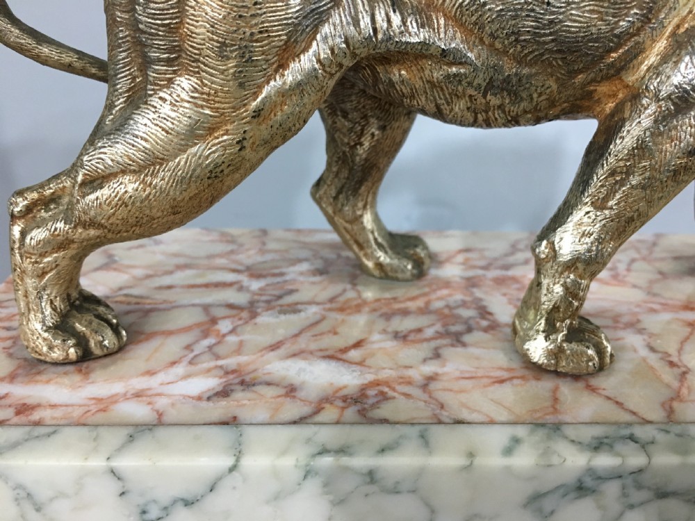 Original French Art Deco Clock with Lioness c1920-30 View V