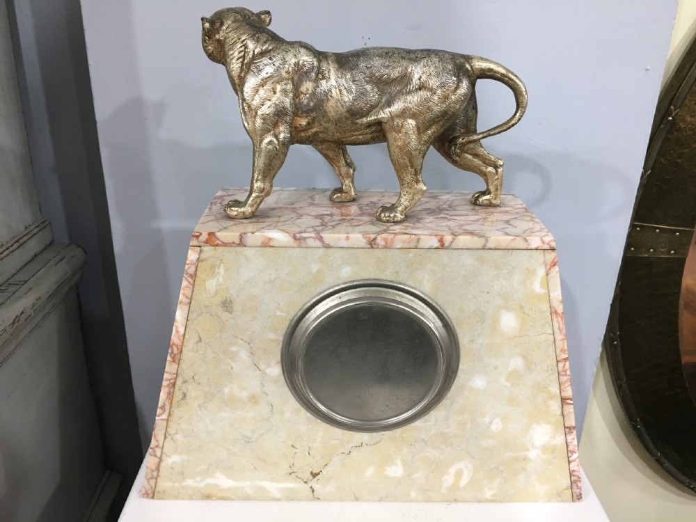 Original French Art Deco Clock with Lioness c1920-30 View VII