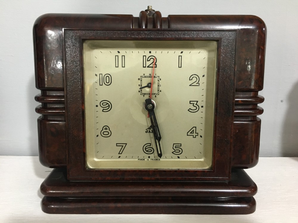 Original French Art Deco Jaz Bakelite Alarm Clock c1930s