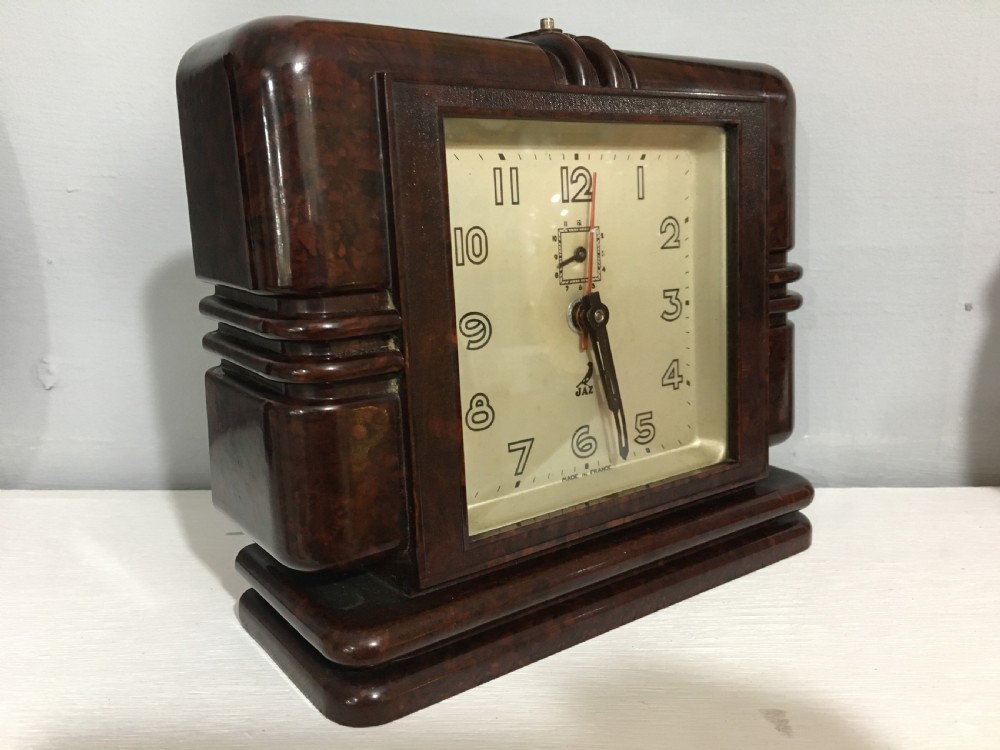 Original French Art Deco Jaz Bakelite Alarm Clock c1930s View III