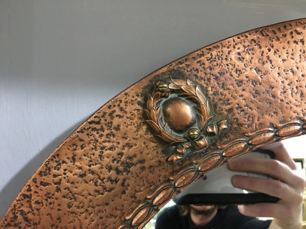 Original Arts & Crafts Copper Mirror c1910 View II